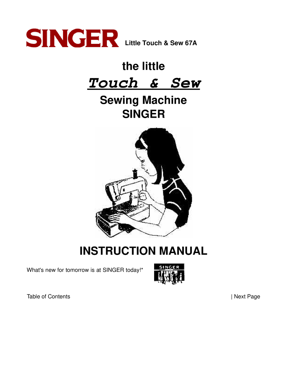 Singer 67A instruction manual Touch & Sew 