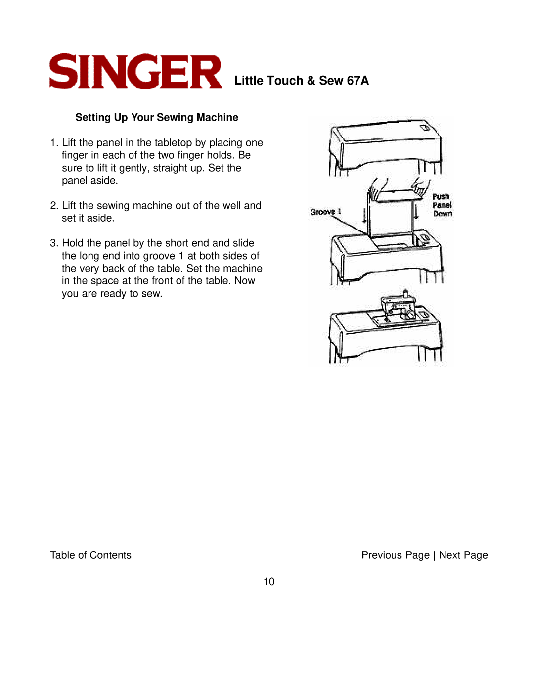 Singer 67A instruction manual Setting Up Your Sewing Machine 