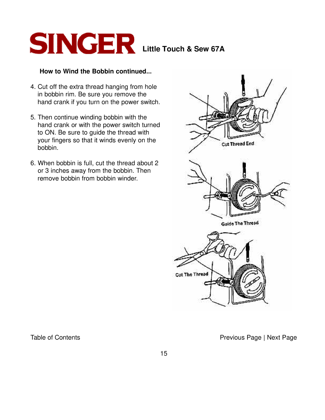 Singer instruction manual Little Touch & Sew 67A 