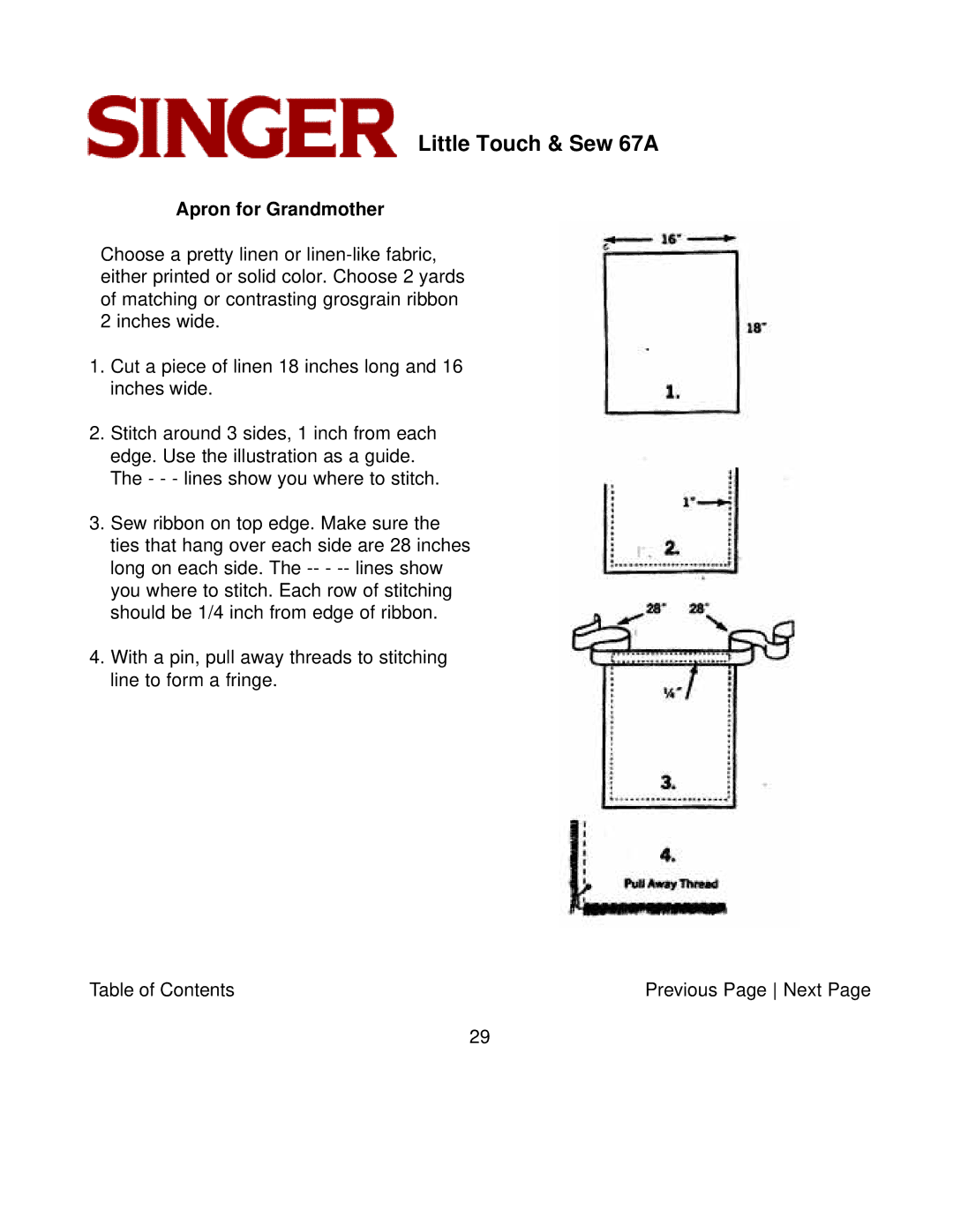 Singer 67A instruction manual Apron for Grandmother 