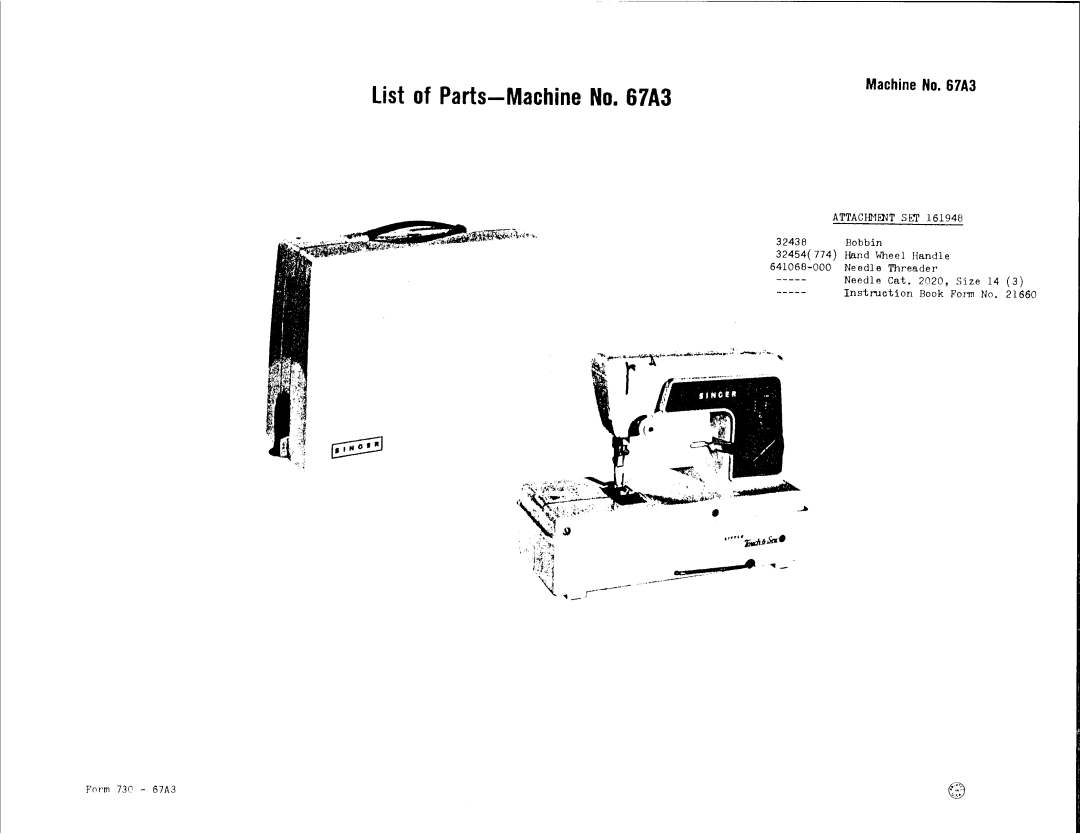 Singer 67A3 manual 