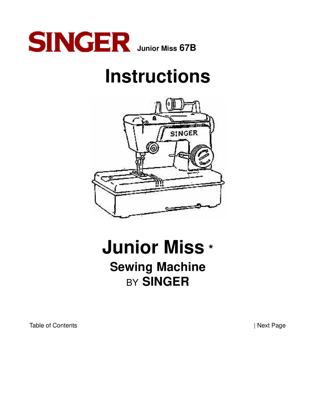 Singer 67B manual Instructions Junior Miss 