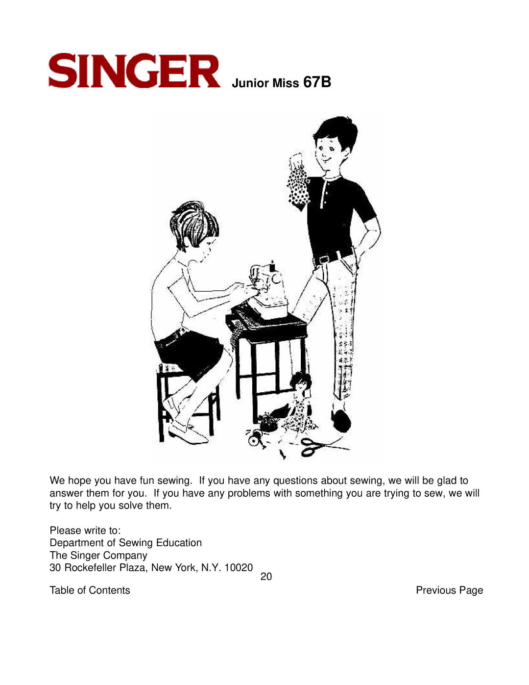 Singer manual Junior Miss 67B 