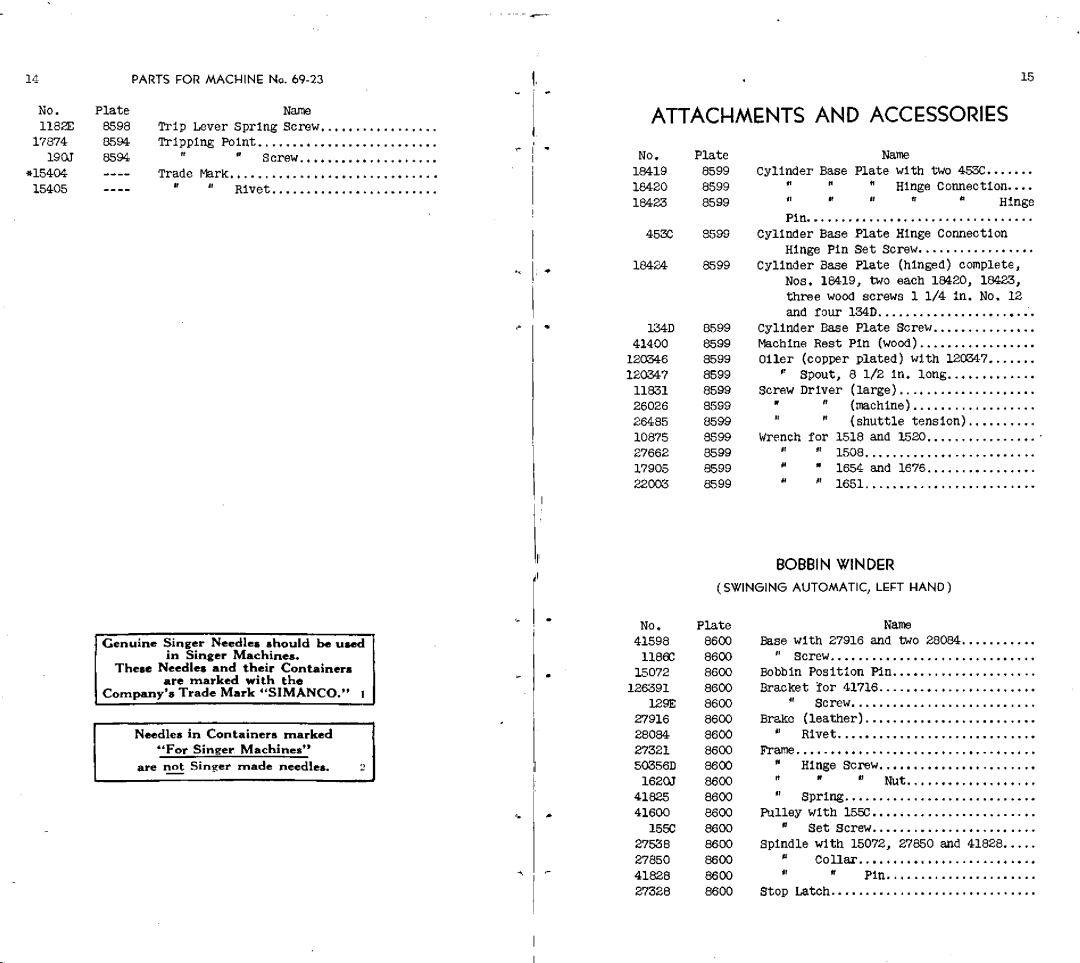 Singer 69-23 manual 