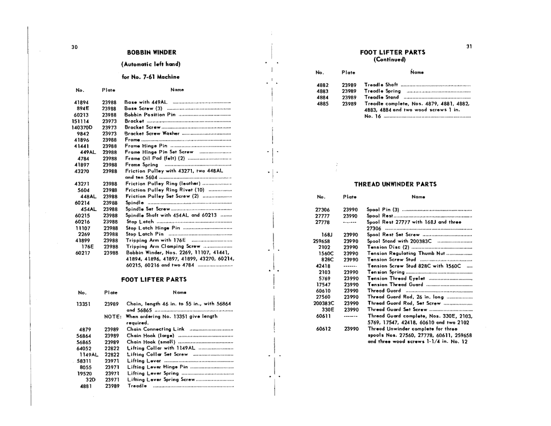 Singer 7-61 manual 