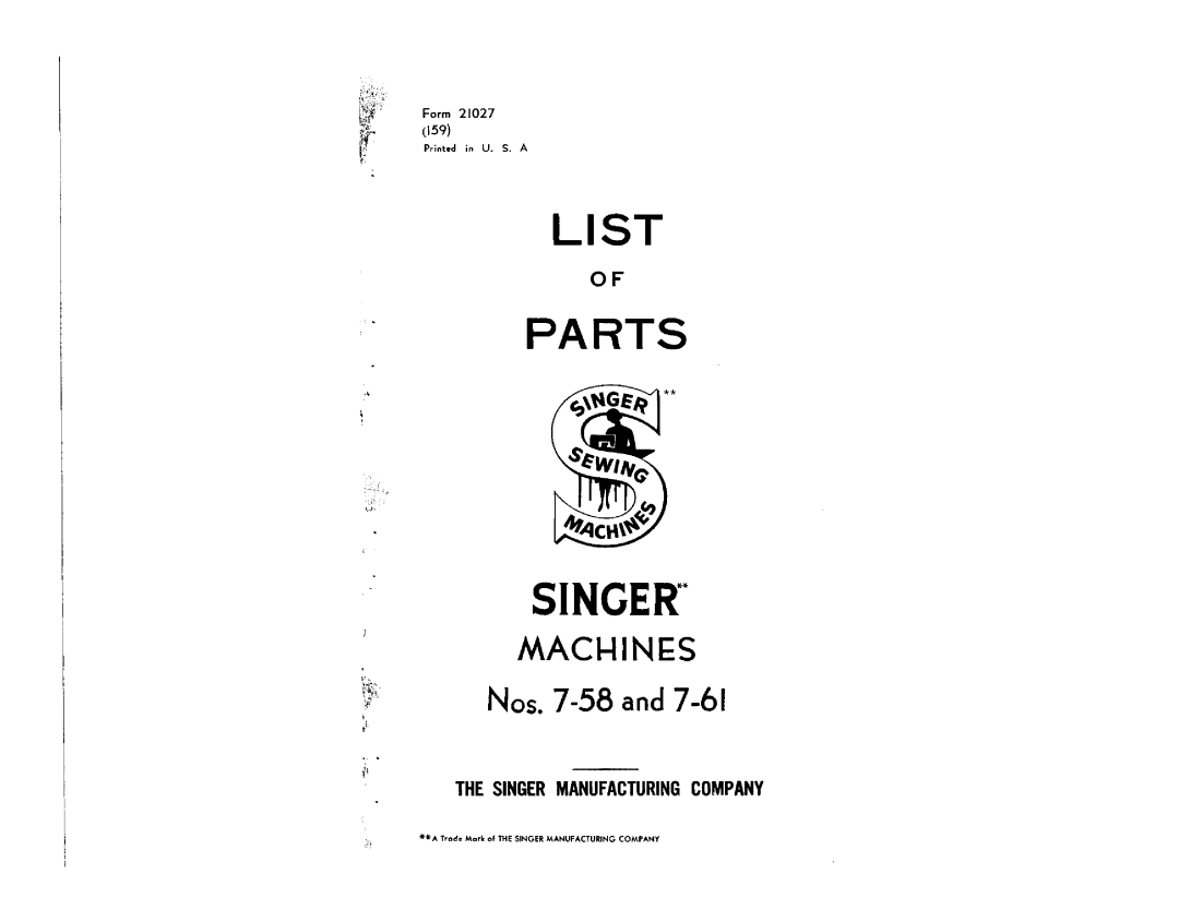 Singer 7-61 manual 