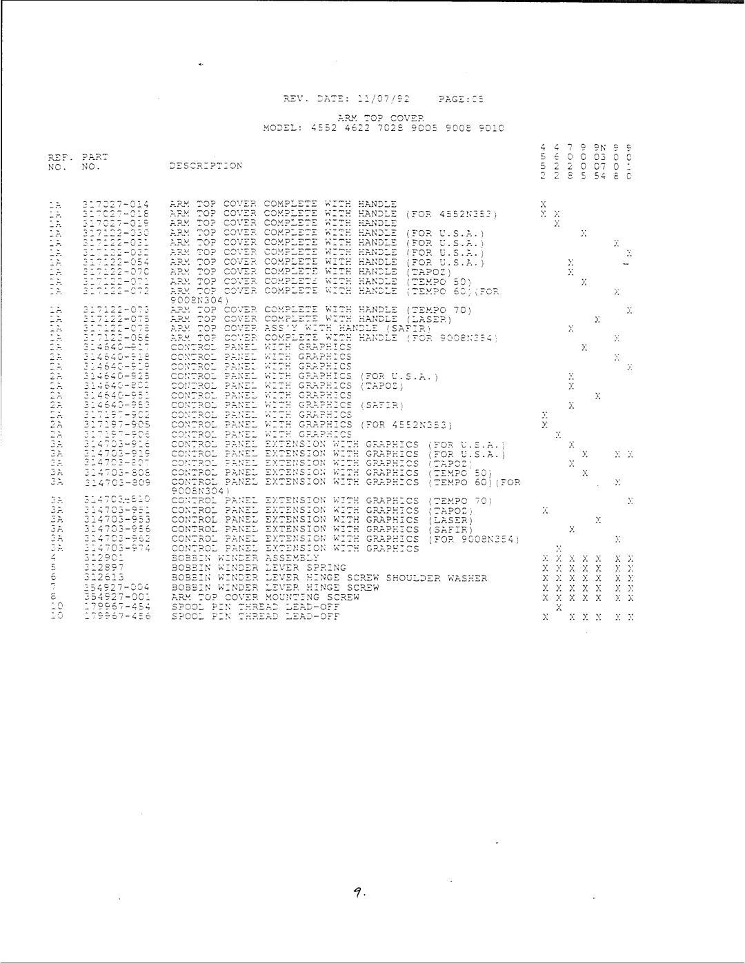 Singer 9005, 7028, 4552, 4622, 9008, 9010 manual 