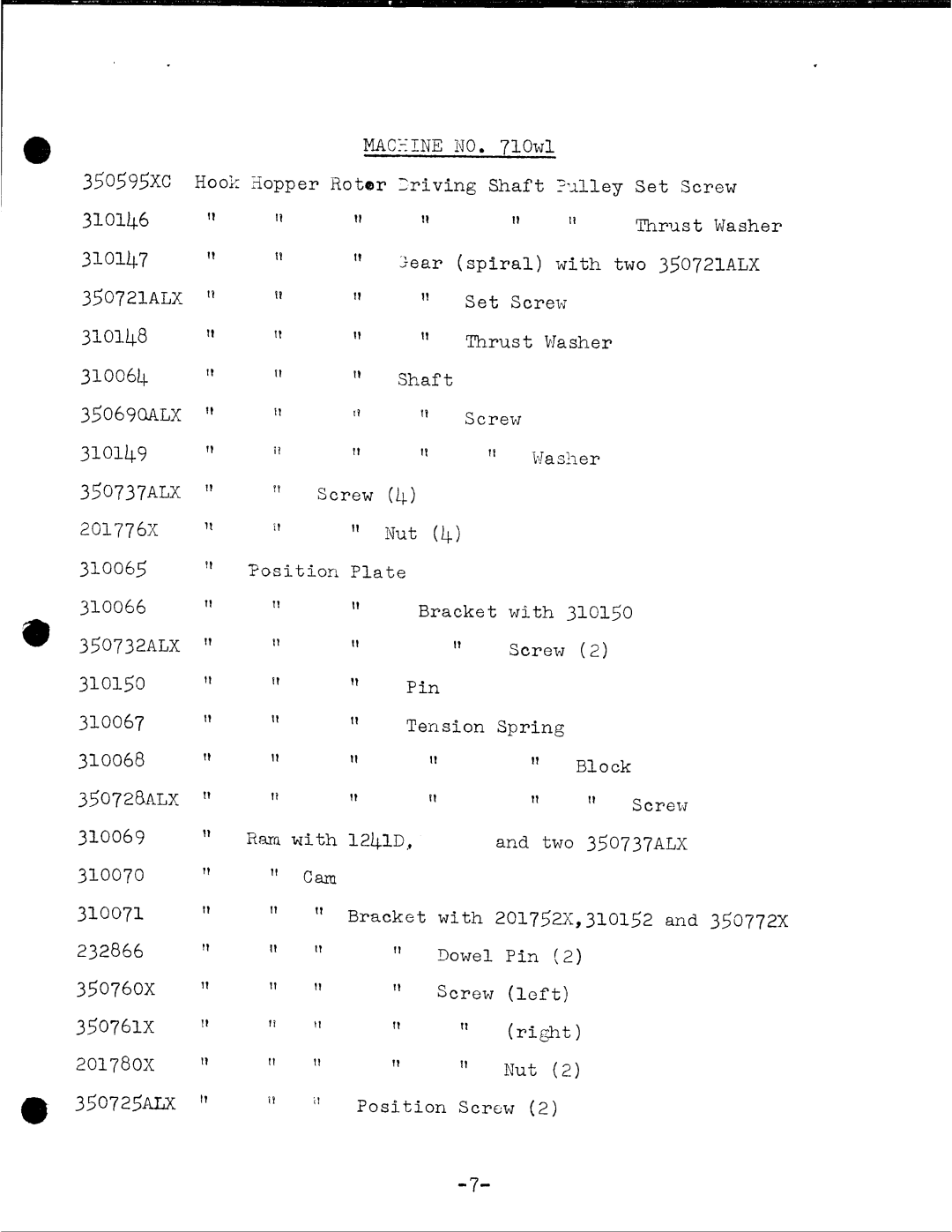 Singer 710W1 manual 