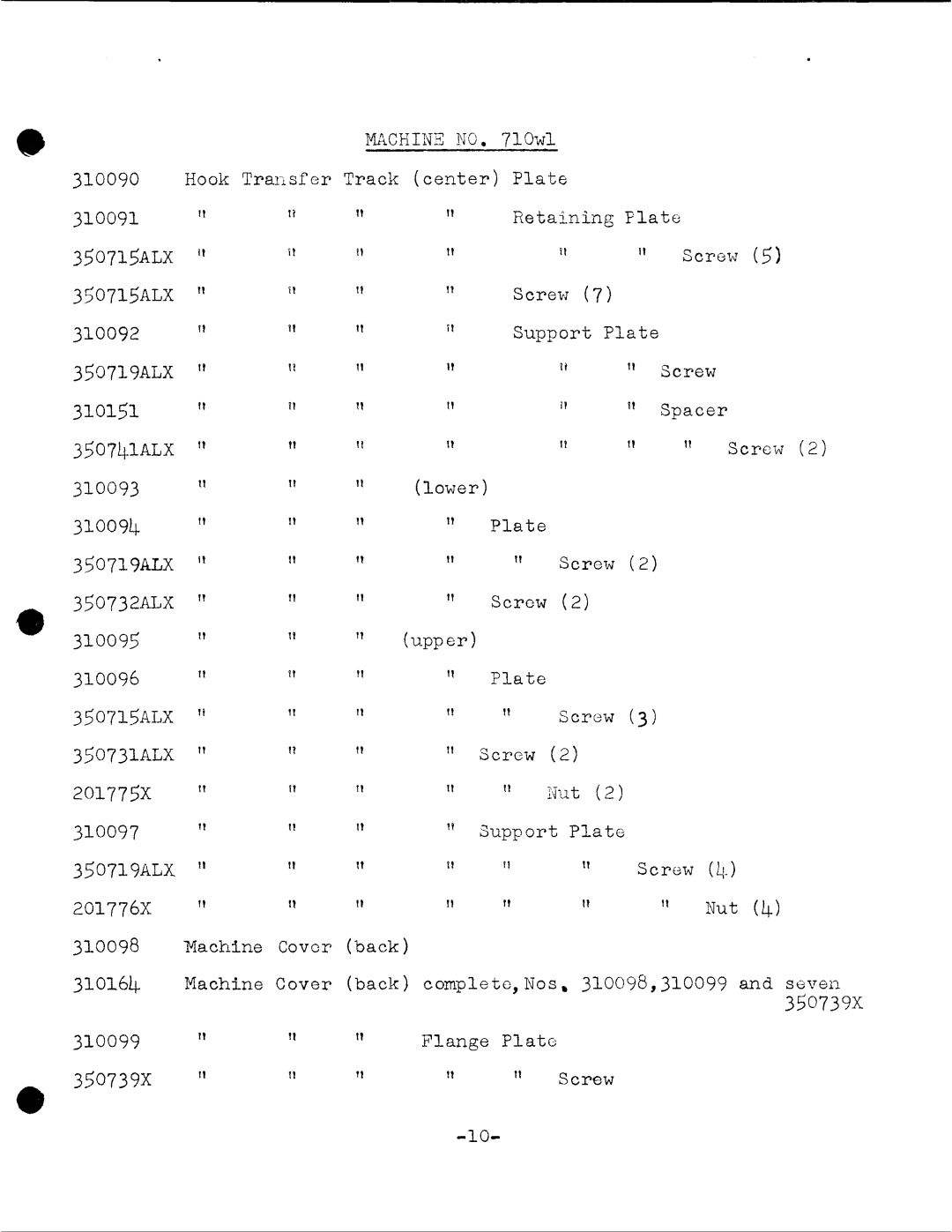 Singer 710W1 manual 