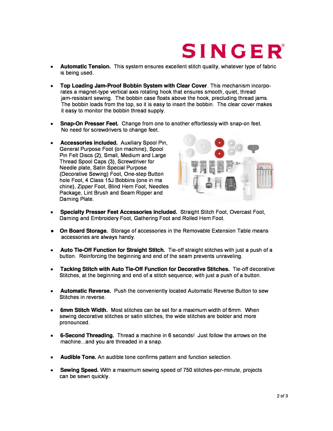 Singer 7258 manual No need for screwdrivers to change feet 