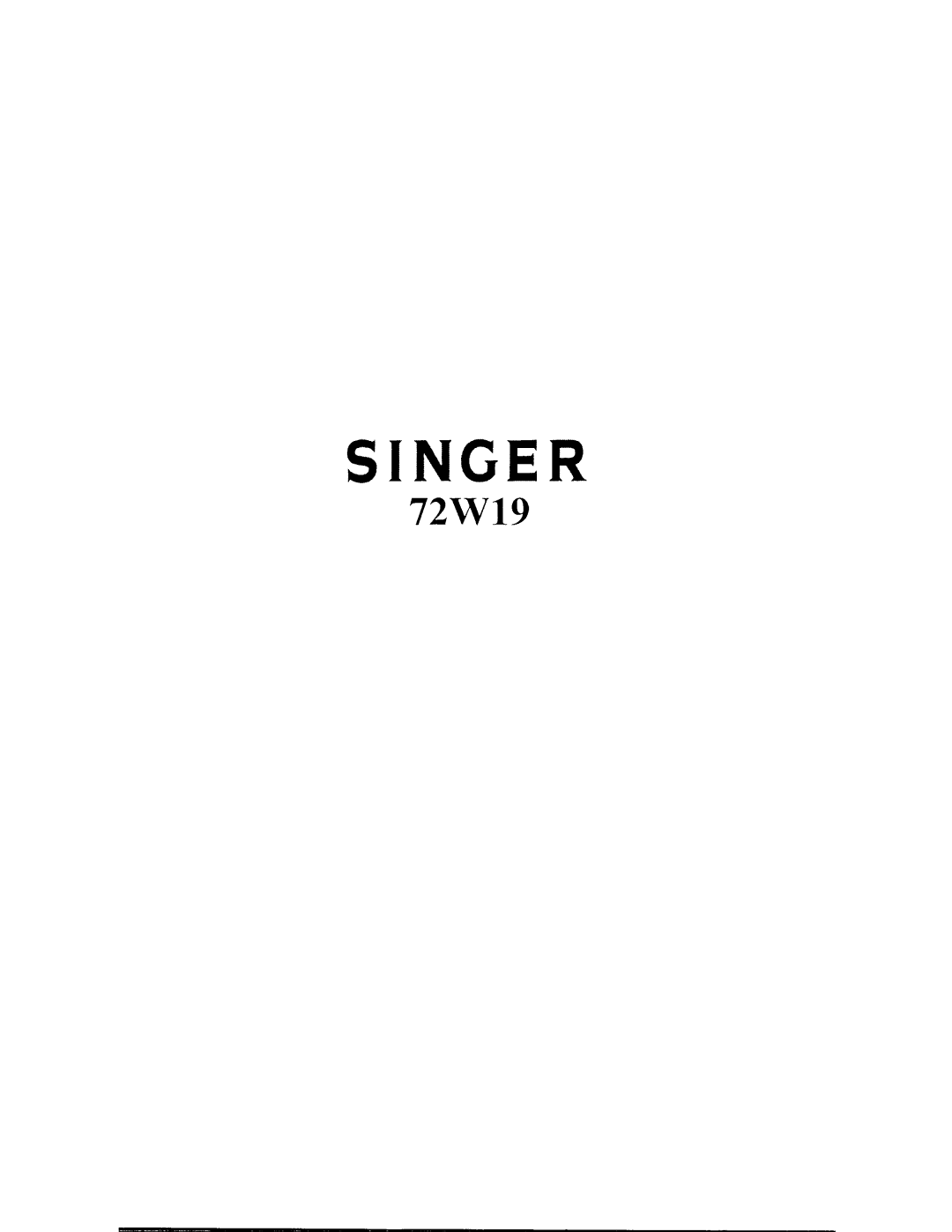 Singer 72W19 manual 