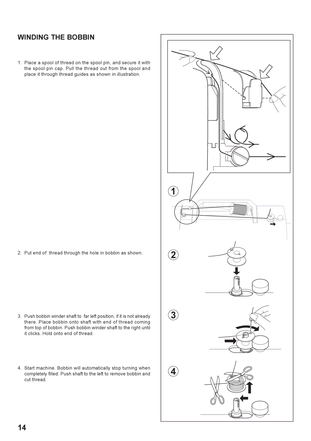 Singer 7442 instruction manual Winding the Bobbin 