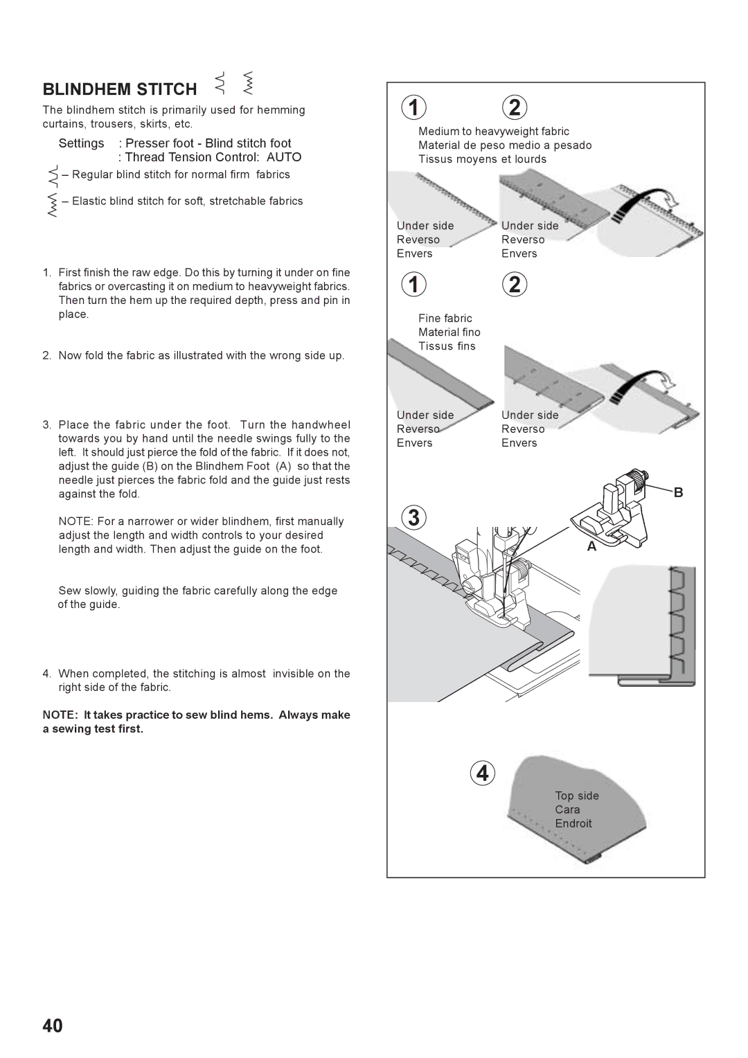 Singer 7442 instruction manual Blindhem Stitch 