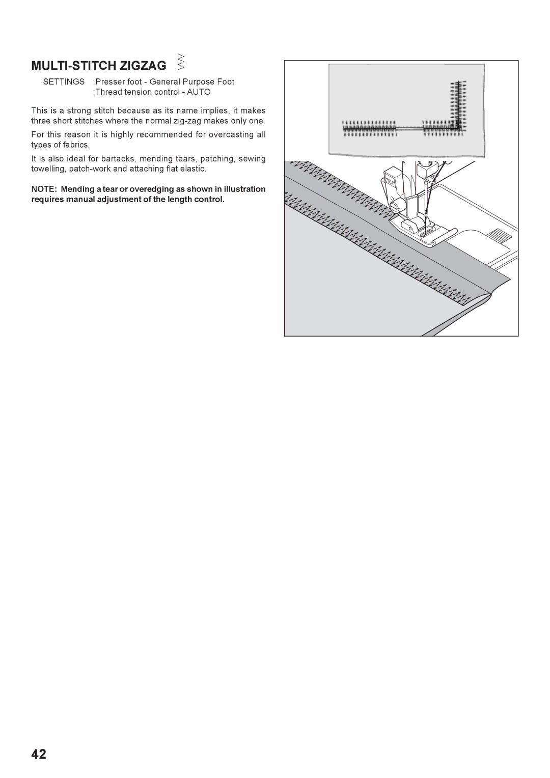 Singer 7442 instruction manual MULTI-STITCH Zigzag 