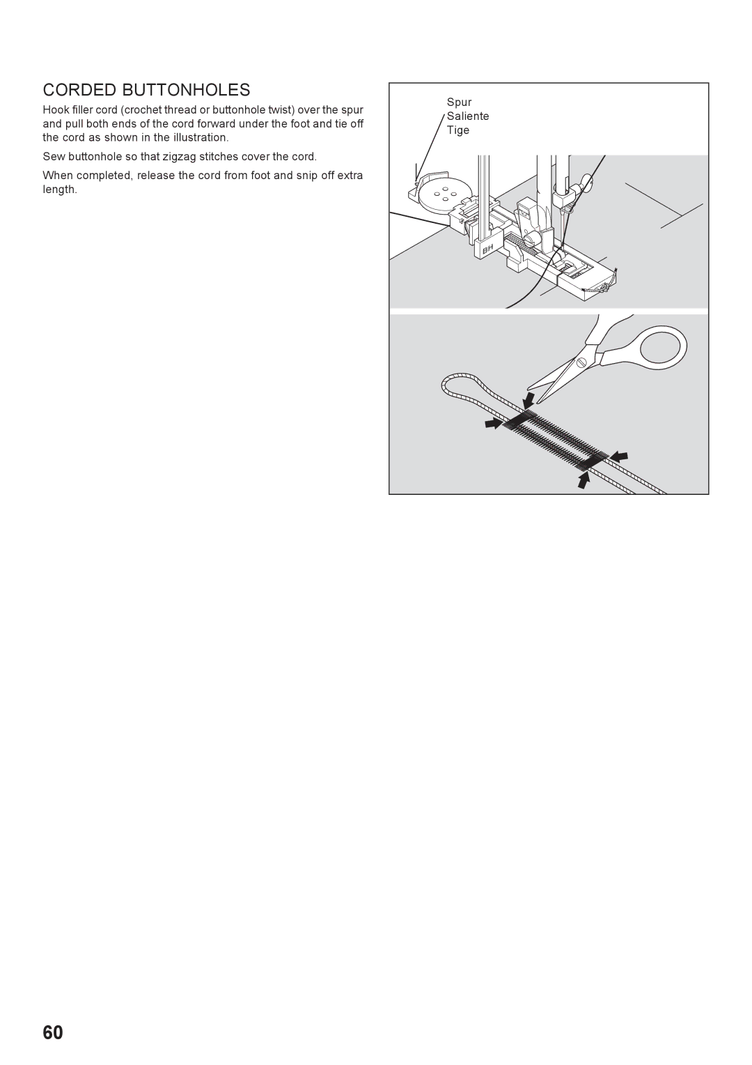 Singer 7442 instruction manual Corded Buttonholes 