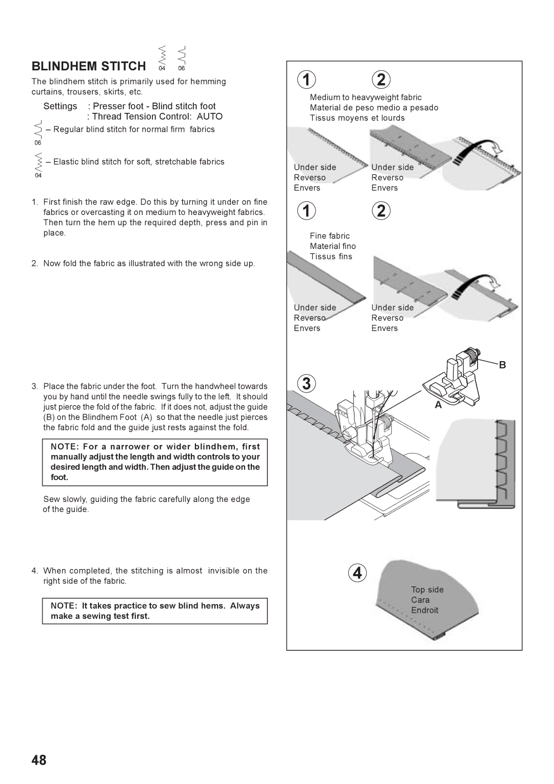 Singer 7466 instruction manual Blindhem Stitch 