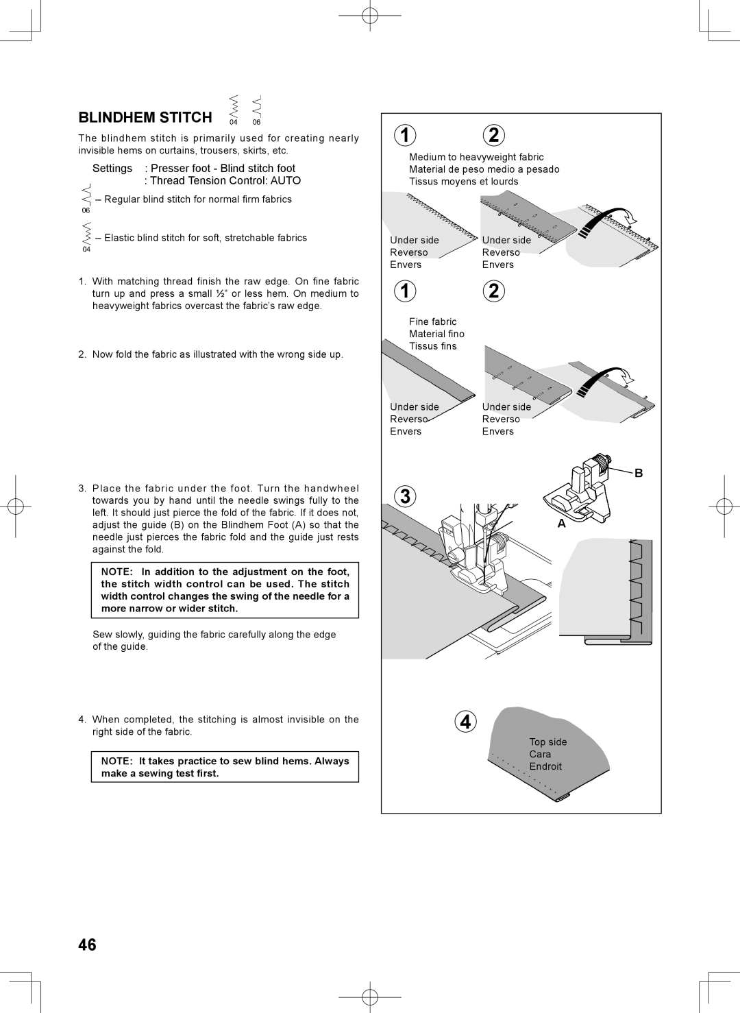 Singer 7467S instruction manual Blindhem Stitch 