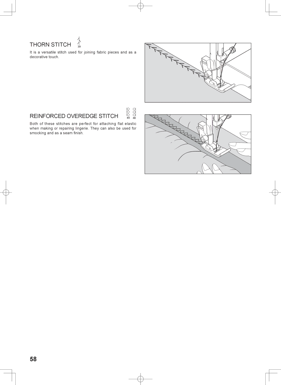 Singer 7467S instruction manual Thorn Stitch, Reinforced Overedge Stitch 