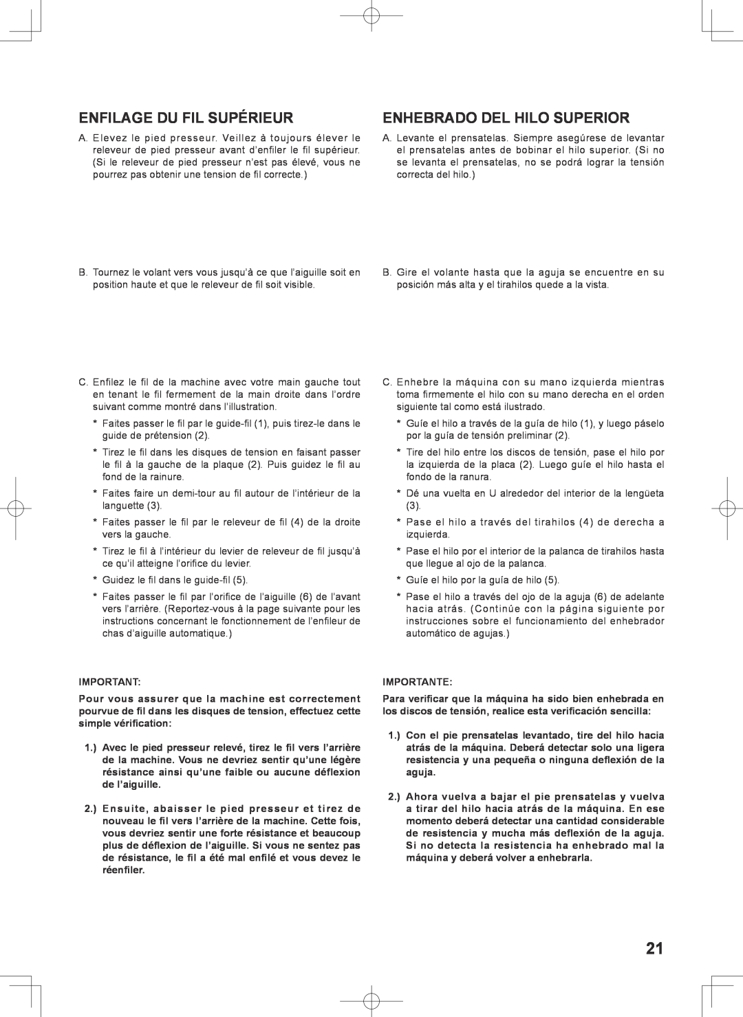 Singer 7467S instruction manual Enfilage Du Fil Supérieur, Enhebrado Del Hilo Superior 