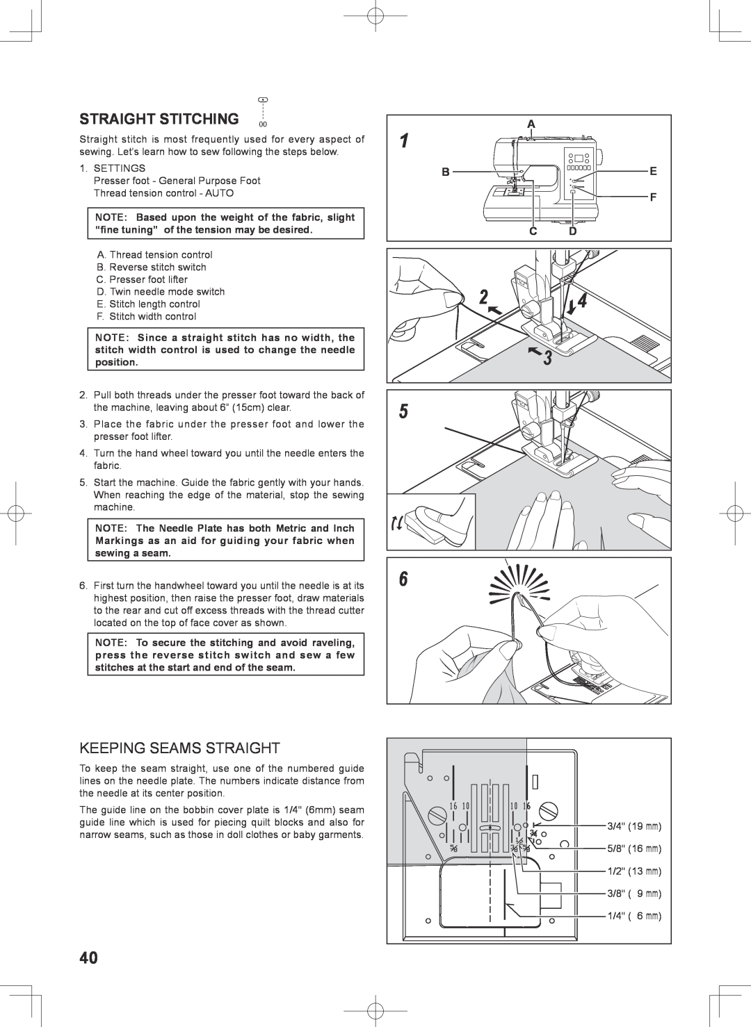 Singer 7467S instruction manual Straight Stitching, Keeping Seams Straight 