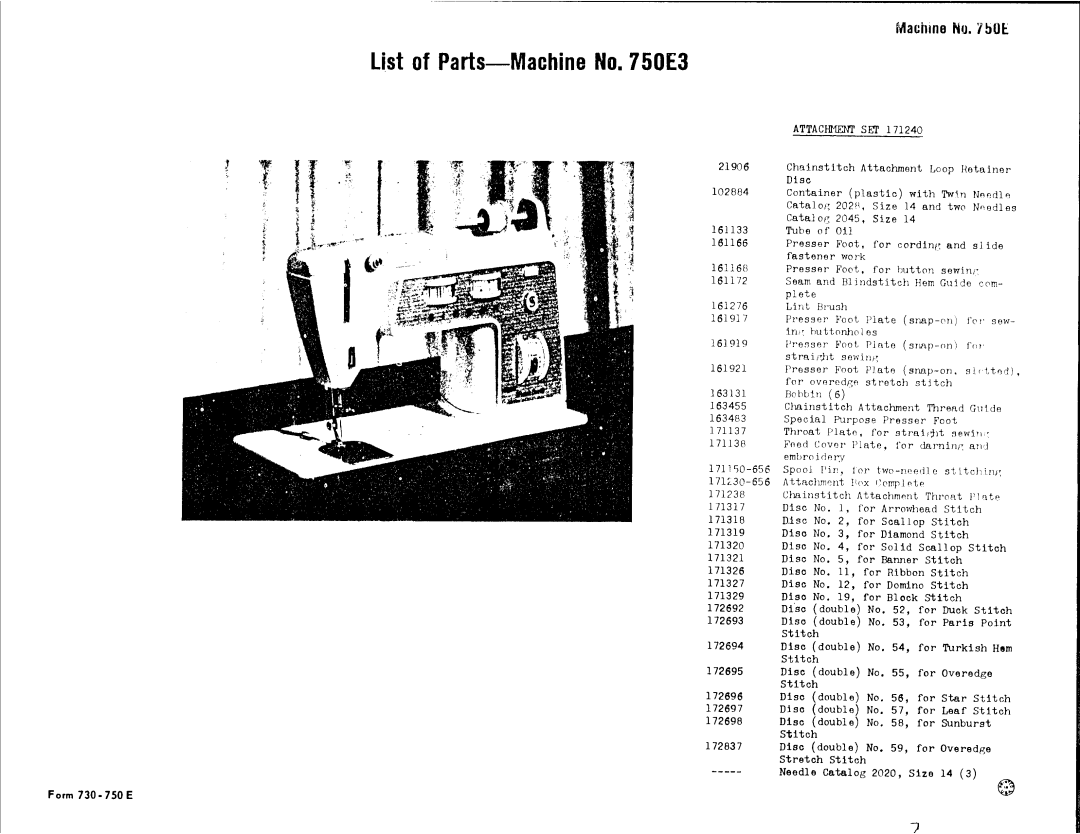 Singer 750E3 manual 