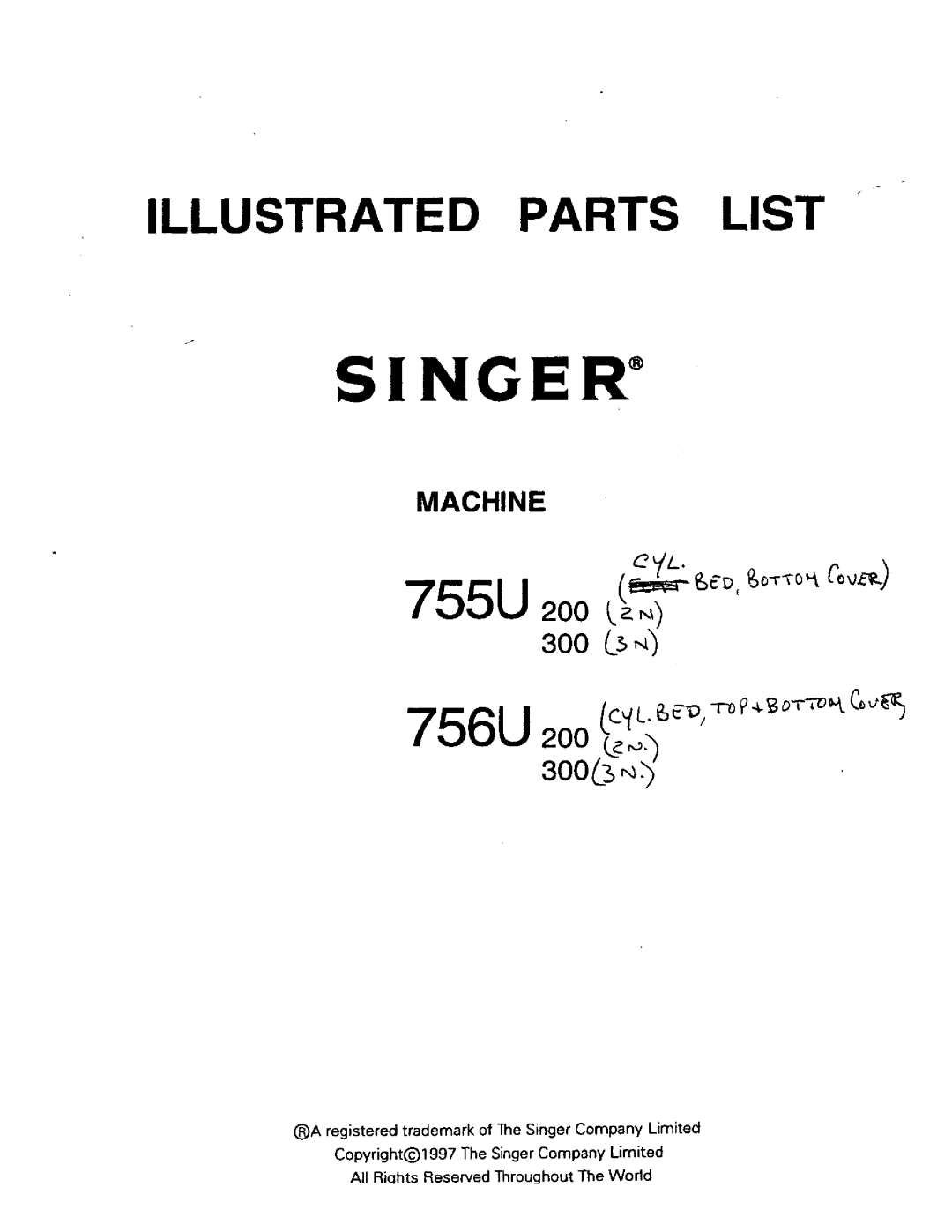 Singer 755U 200, 756U 200, 756U 300, 755U 300 manual 