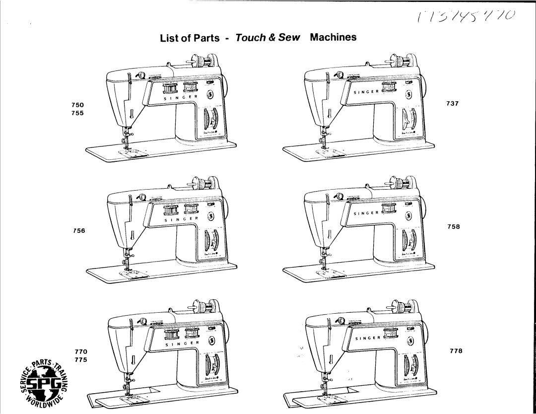 Singer 750, 758, 756, 737, 778, 775, 770 manual 