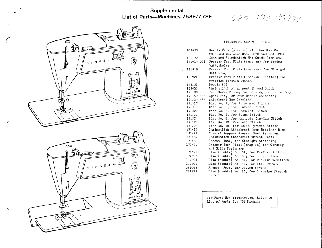 Singer 758E, 778E manual 