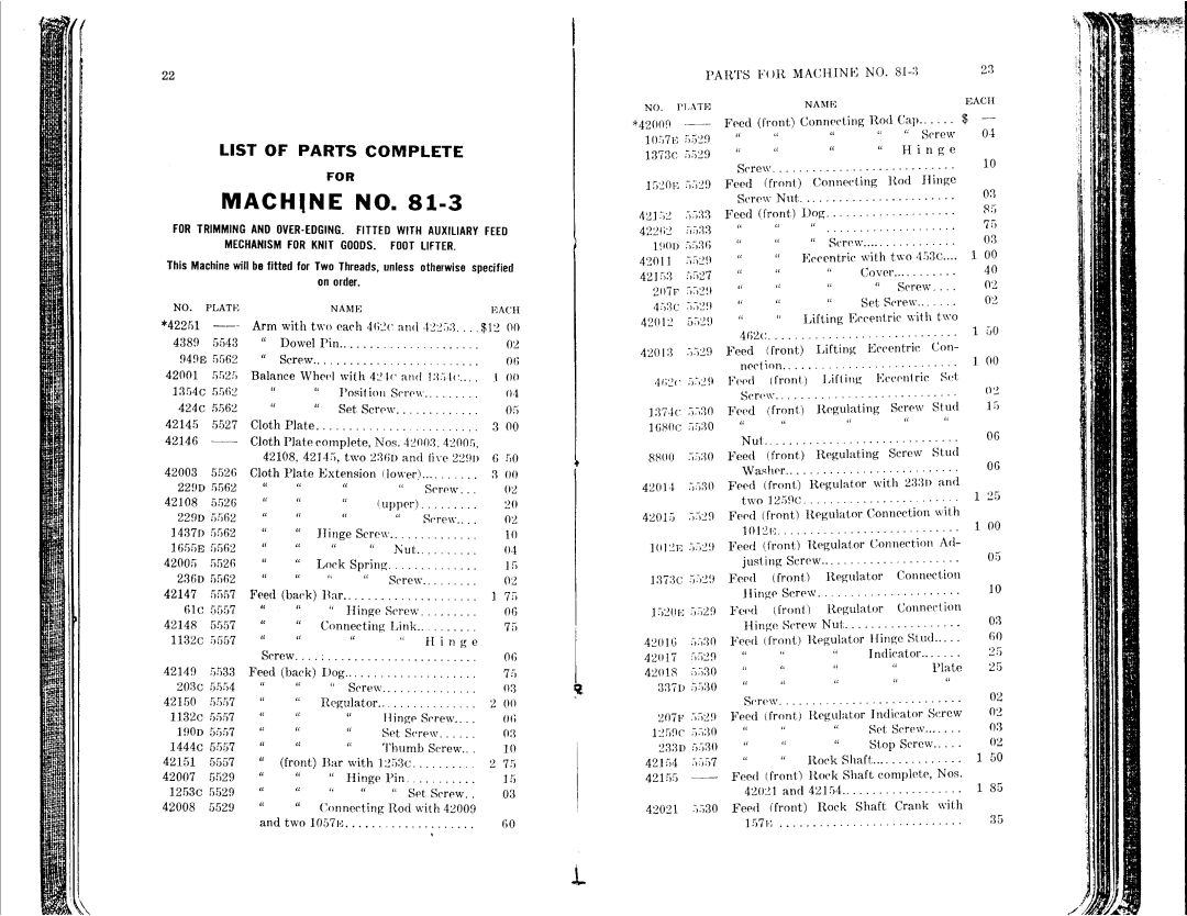 Singer 81-1 to 81-6, 81-10 to 81-14 manual 