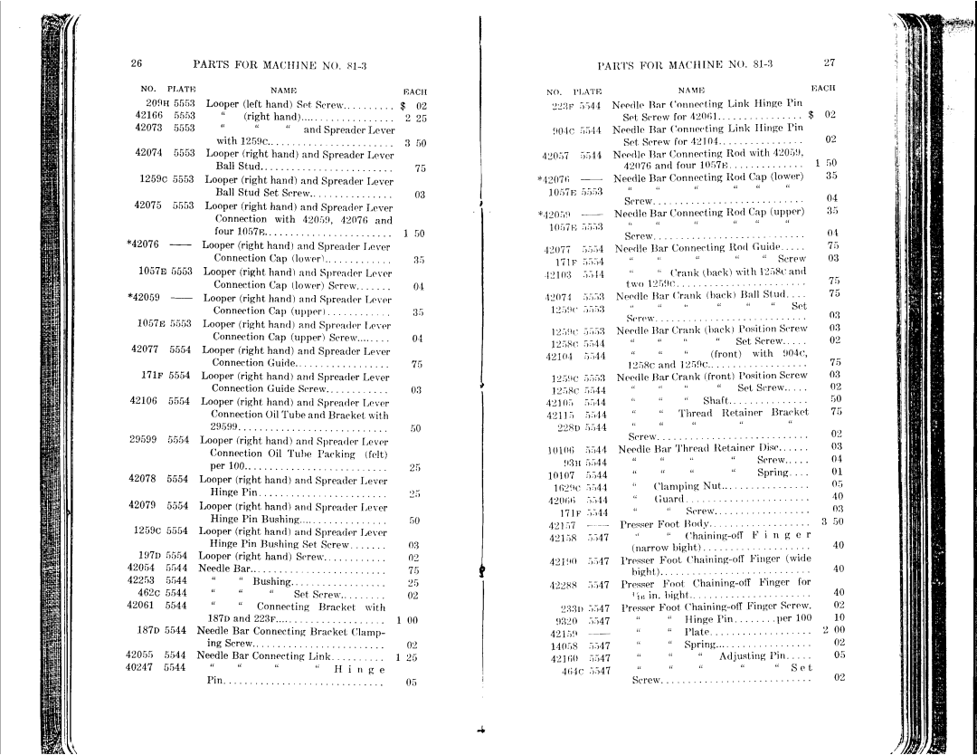 Singer 81-1 to 81-6, 81-10 to 81-14 manual 