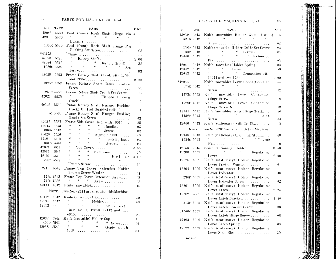 Singer 81-10 to 81-14, 81-1 to 81-6 manual 