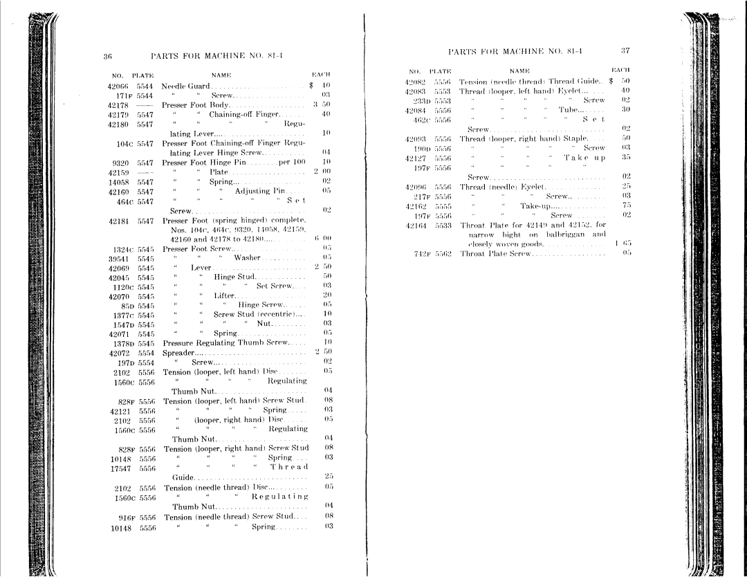 Singer 81-10 to 81-14, 81-1 to 81-6 manual 