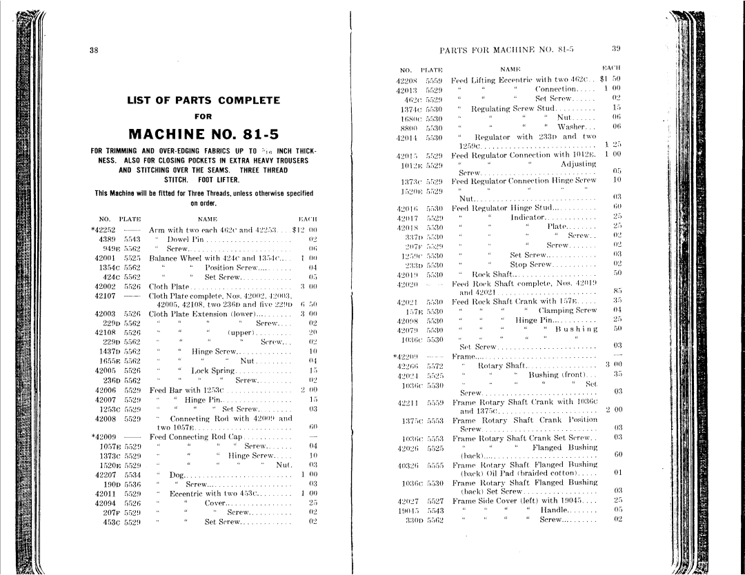 Singer 81-1 to 81-6, 81-10 to 81-14 manual 