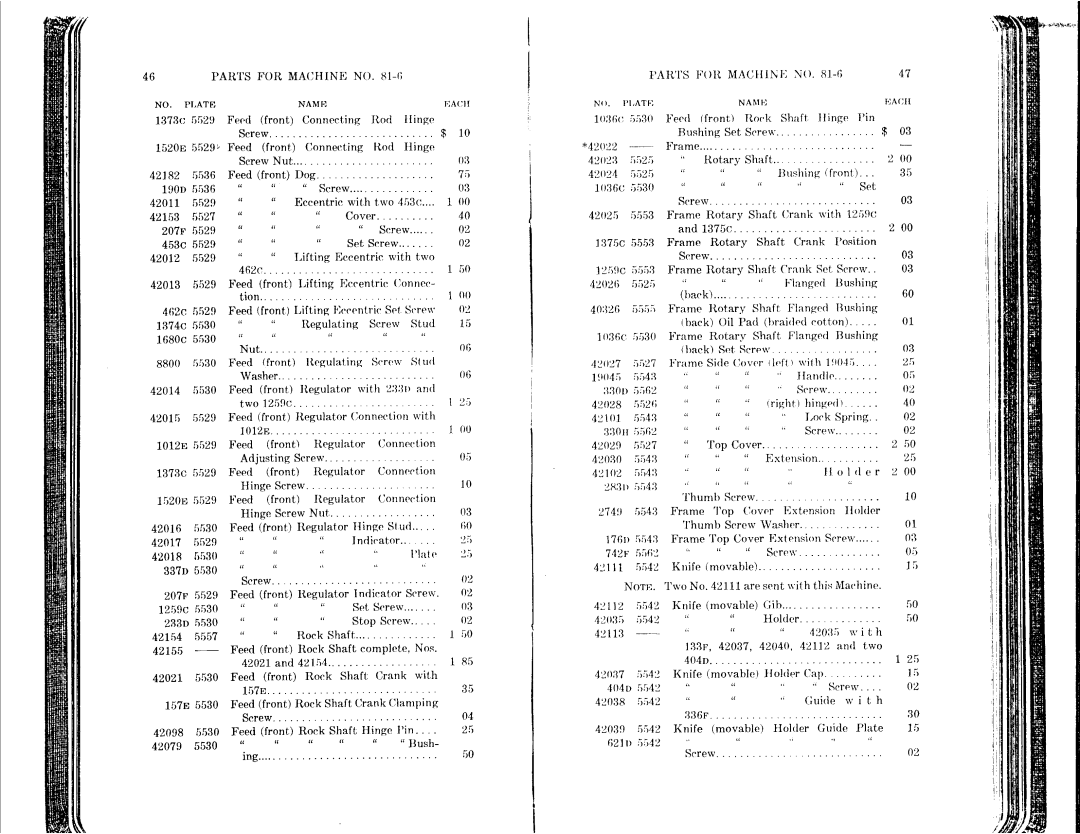 Singer 81-1 to 81-6, 81-10 to 81-14 manual 