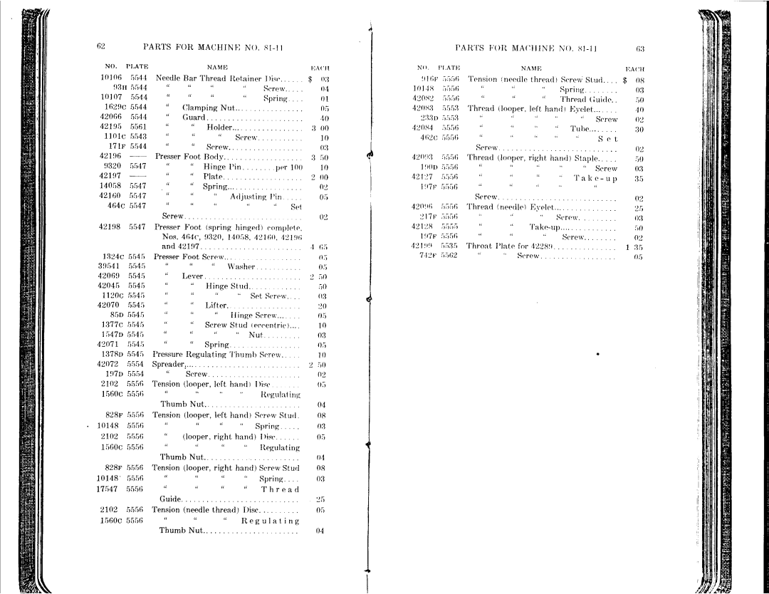 Singer 81-1 to 81-6, 81-10 to 81-14 manual 