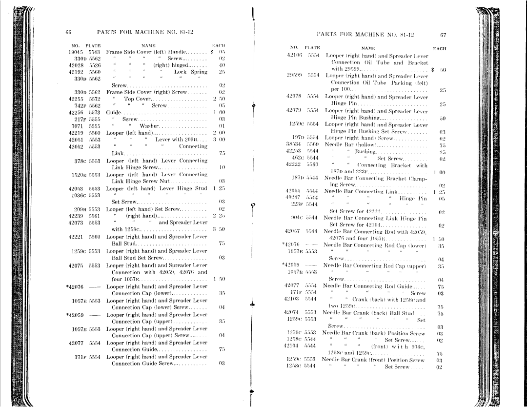 Singer 81-1 to 81-6, 81-10 to 81-14 manual 