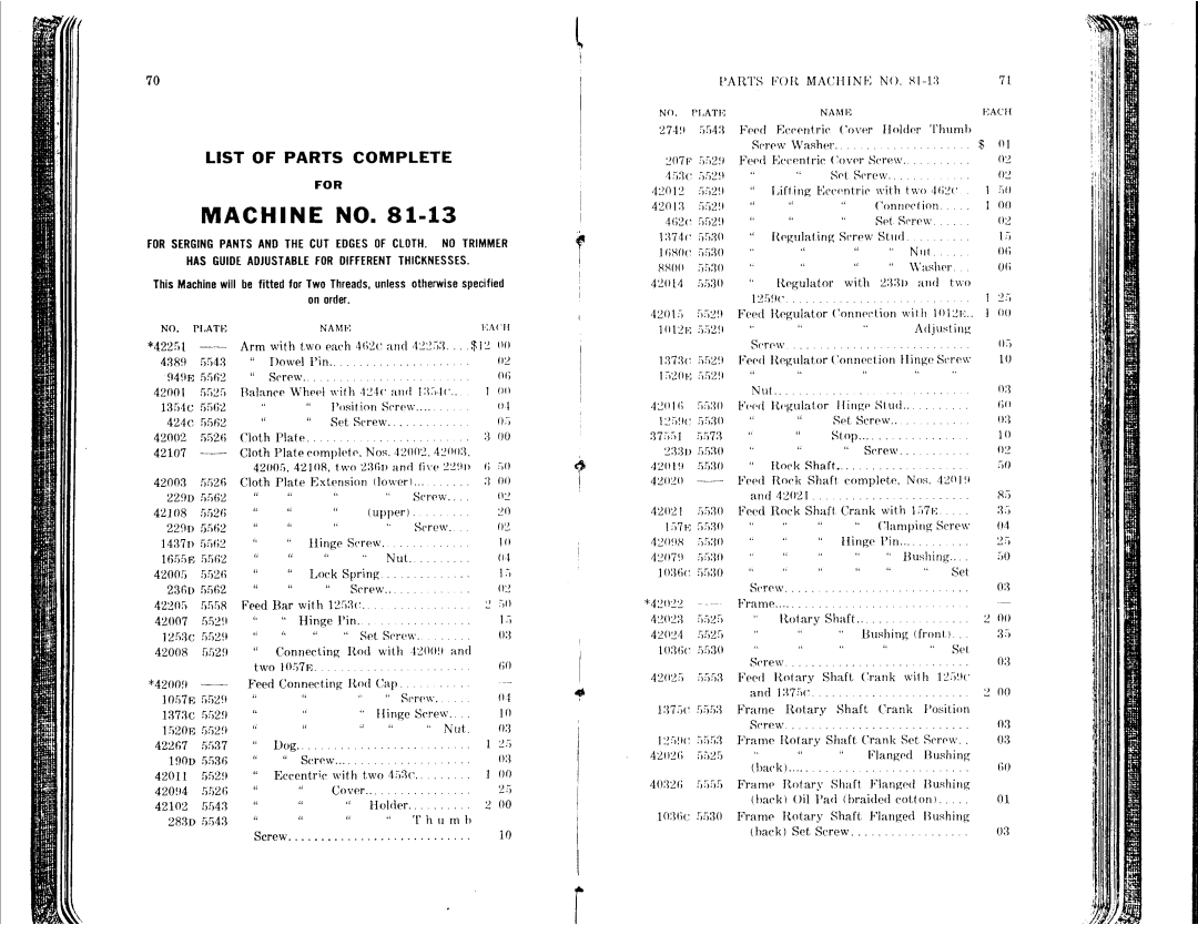 Singer 81-1 to 81-6, 81-10 to 81-14 manual 