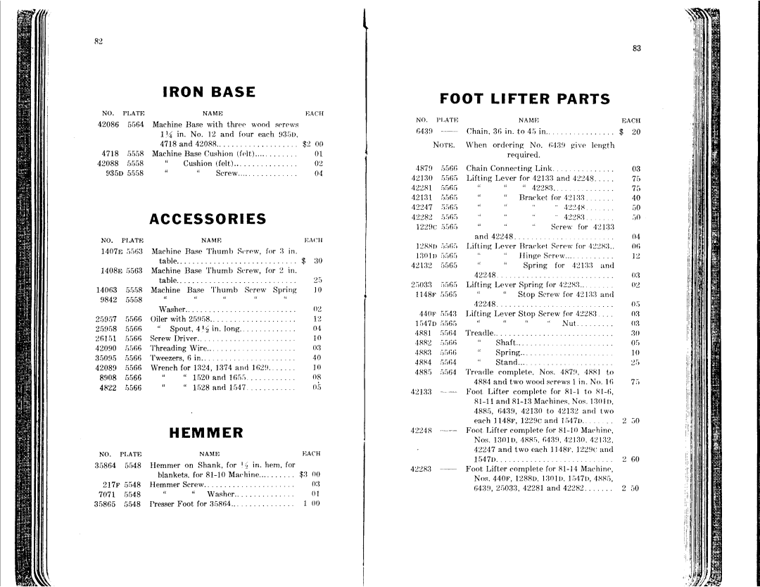 Singer 81-1 to 81-6, 81-10 to 81-14 manual 