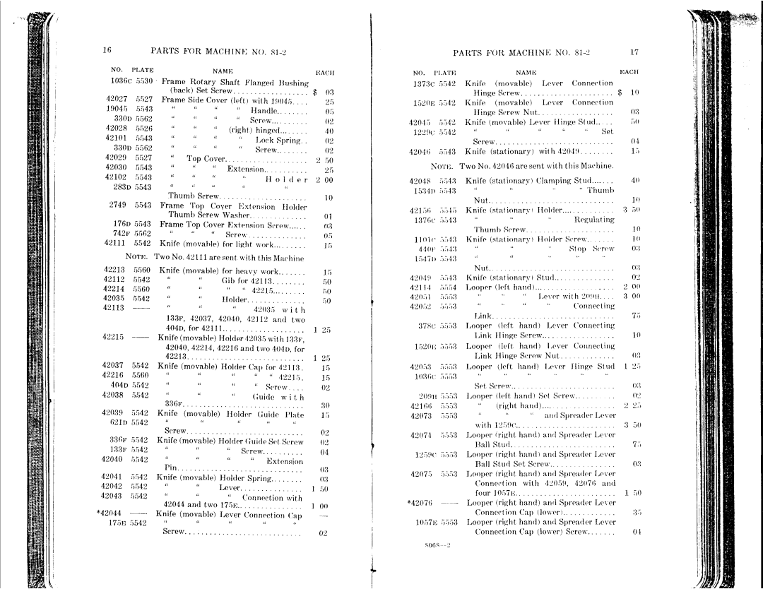 Singer 81-10 to 81-14, 81-1 to 81-6 manual 