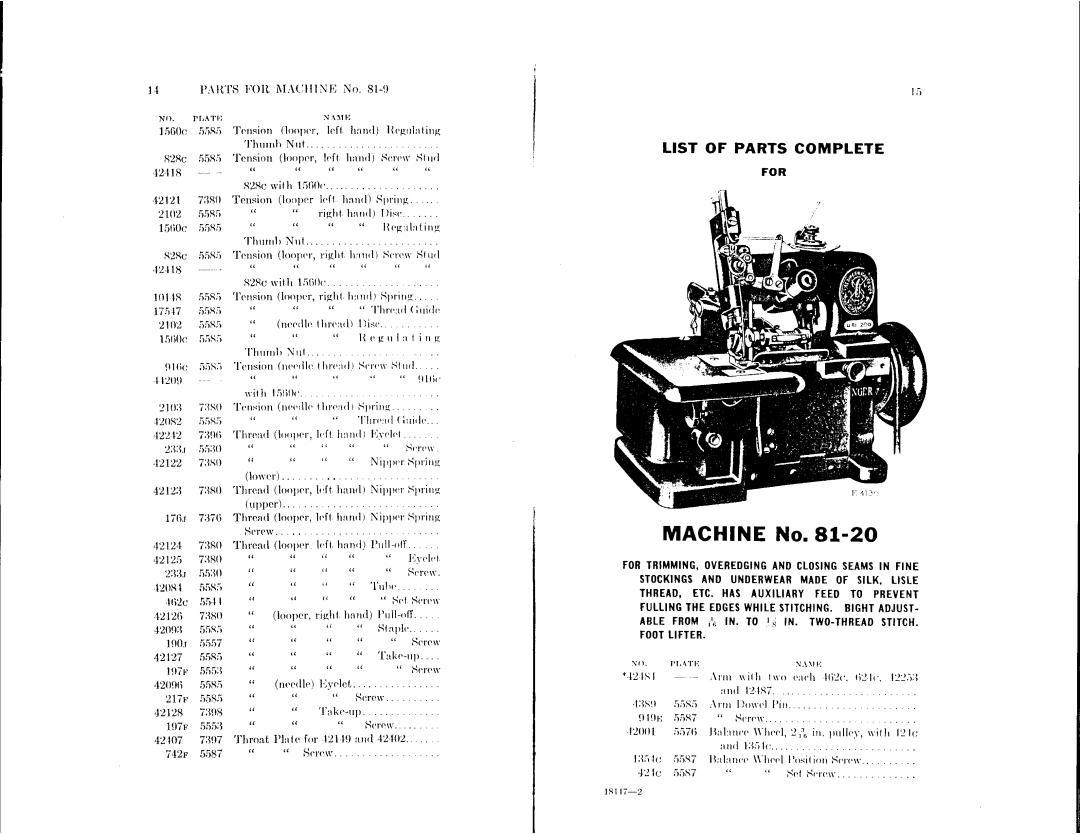 Singer 81-20, 81-9, 81-21 manual 