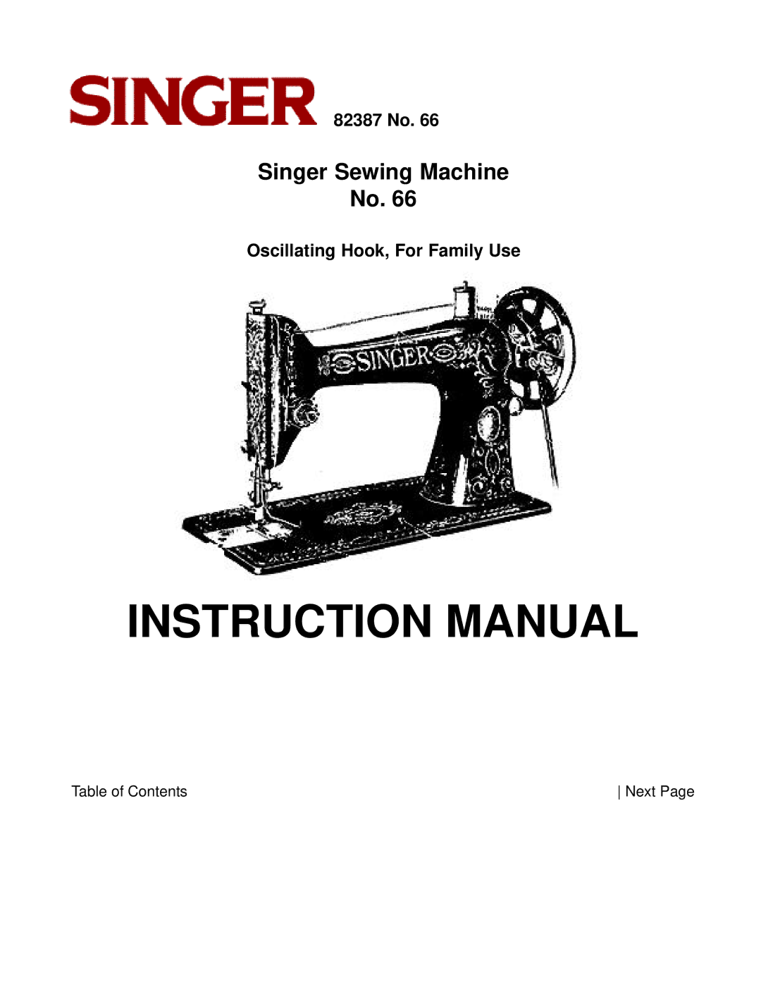 Singer 82387 instruction manual Singer Sewing Machine 