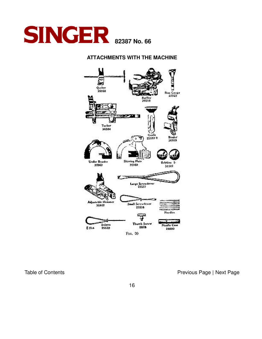 Singer 82387 instruction manual Attachments with the Machine 