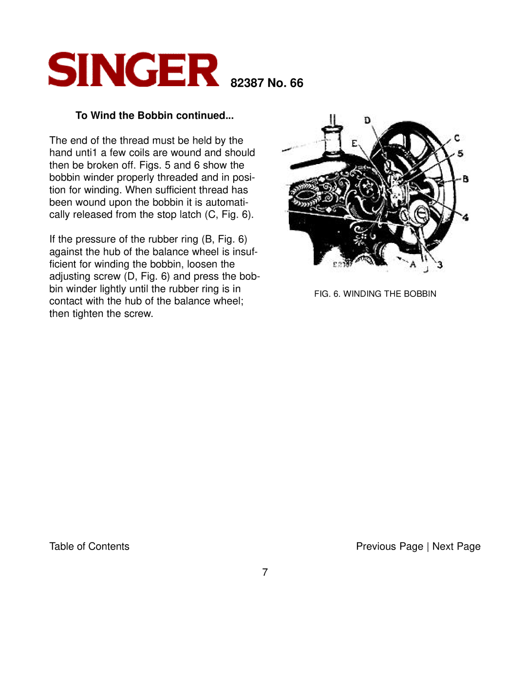 Singer 82387 instruction manual Winding the Bobbin 