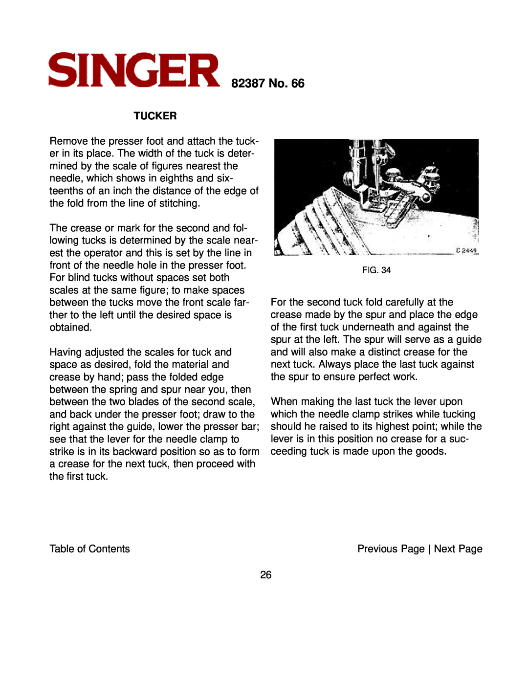 Singer instruction manual Tucker, 82387 No 