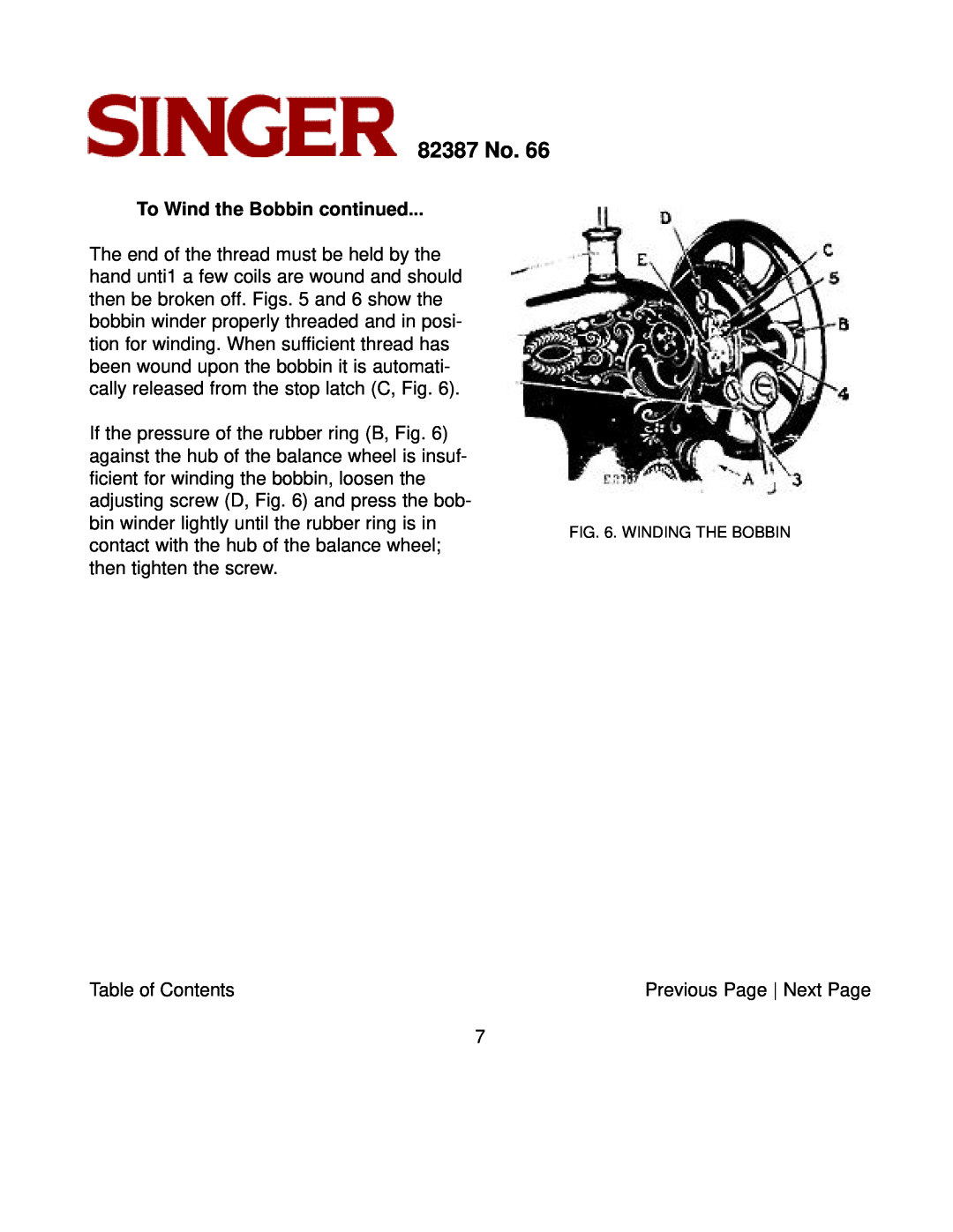 Singer instruction manual To Wind the Bobbin continued, 82387 No, Winding The Bobbin 