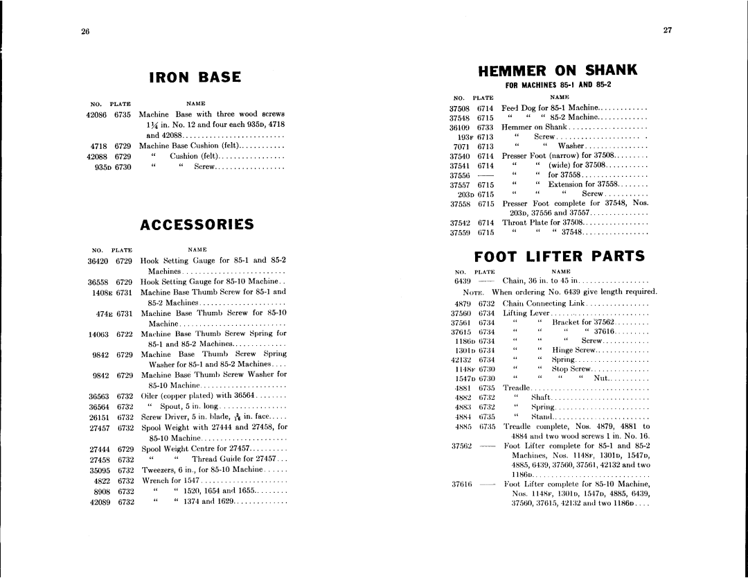 Singer 85-2, 85-10 manual 