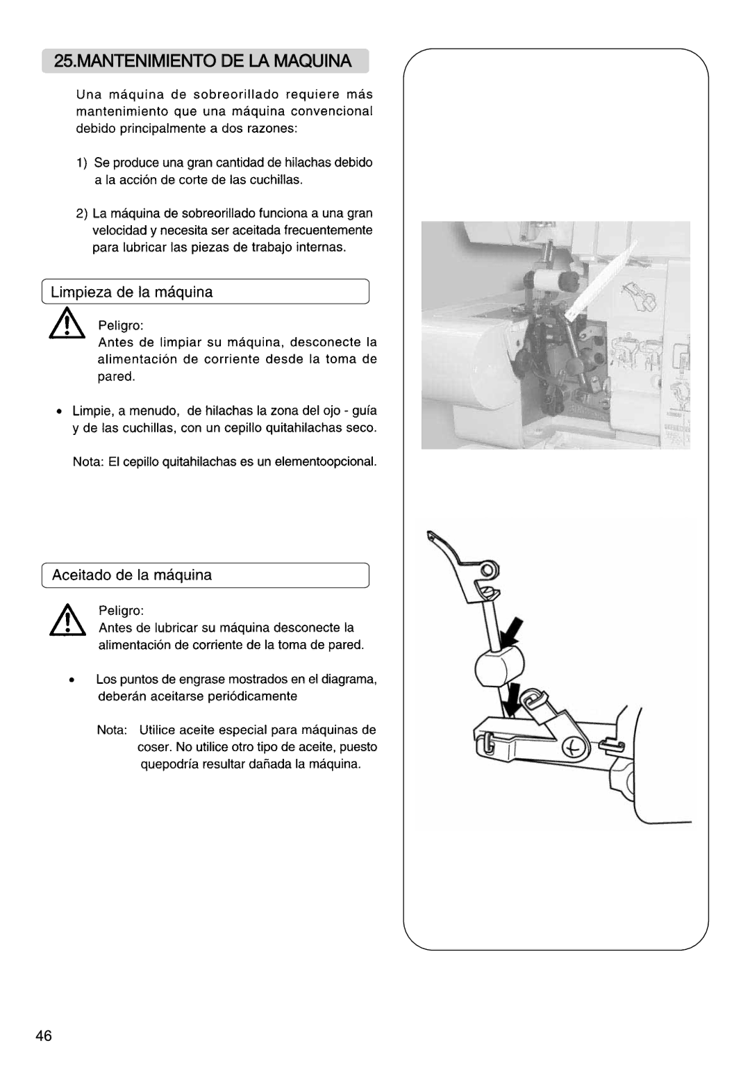 Singer 850CSH instruction manual Mantenimiento DE LA Maquina 