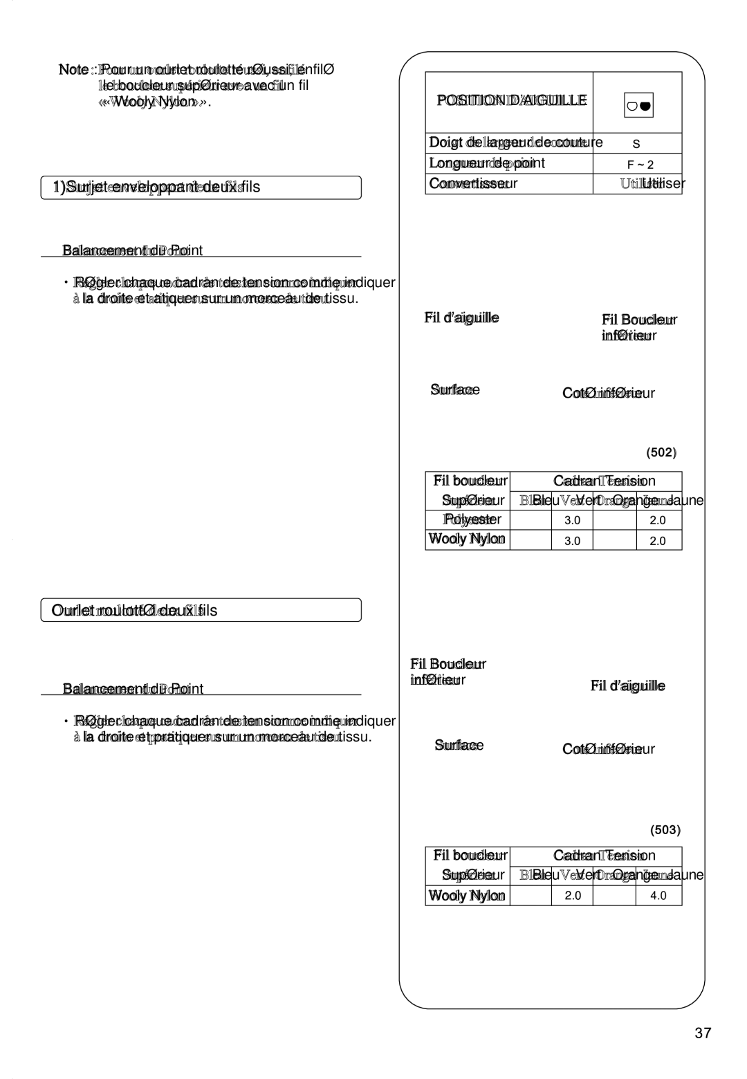 Singer 850CSH instruction manual Ourlet roulotté deux fils 