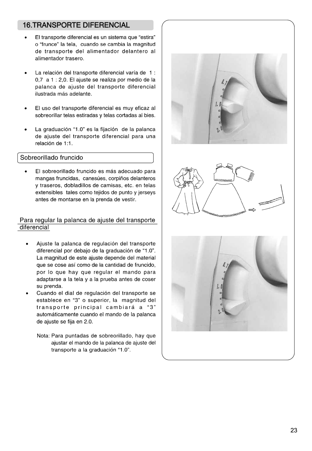 Singer 850CSH instruction manual Transporte Dife Rencial 