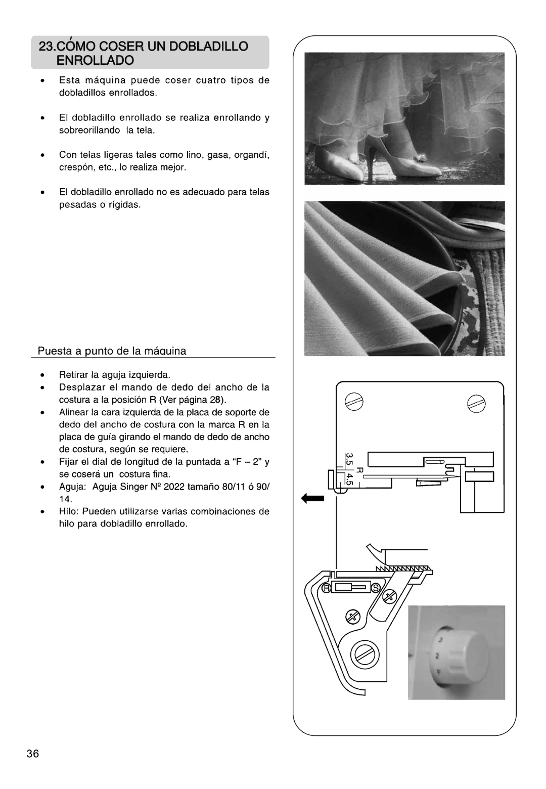 Singer 850CSH instruction manual Como Cose R UN Dobladillo EN Rollado 